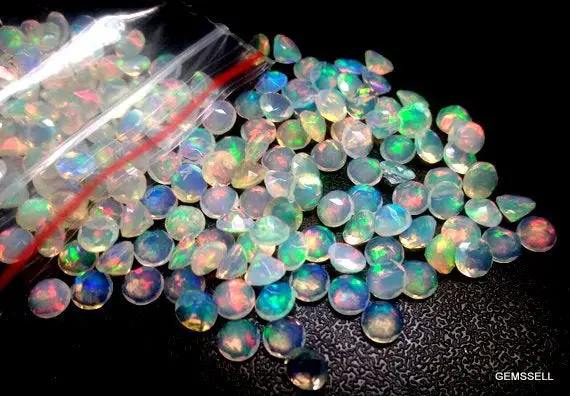 10 Pieces 2mm To 6mm Opal Faceted Round Loose Gemstone, Ethiopian Opal Round Faceted, Calibrated Size Ethiopian Faceted Opal Round Gemstone
