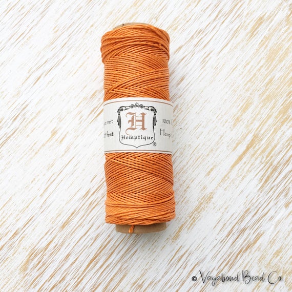 Orange Hemp, Premium Quality Micro Hemp Cord .5mm / #10 / 205ft, Pumpkin Orange Hemp, Hemp String, Hemp Jewelry Macrame Jewelry Cord (hc064)