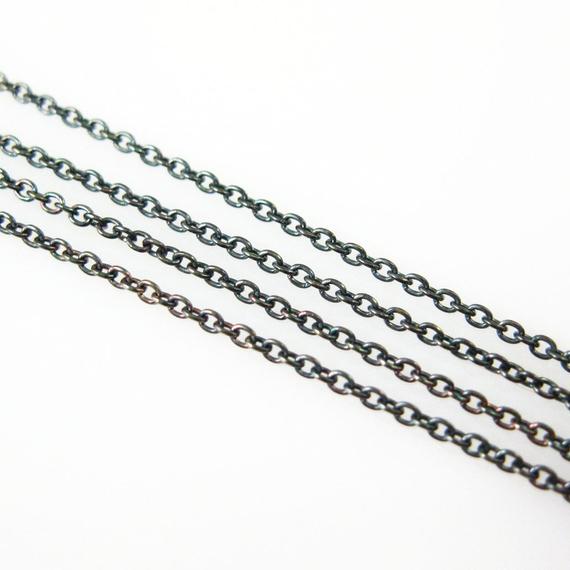 Oxidized Sterling Silver Chain,bulk Beading Chain-tiny Plain Cable,fine Chain 1mm (up To 30% Off ) Jewelry Supplies Wholesale-sku: 101009-ox