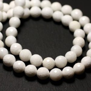 Shop Pearl Faceted Beads! 10pc – Nacre pearls natural opaque white faceted 6mm – 8741140014473 balls | Natural genuine faceted Pearl beads for beading and jewelry making.  #jewelry #beads #beadedjewelry #diyjewelry #jewelrymaking #beadstore #beading #affiliate #ad