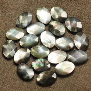 Shop Pearl Faceted Beads! 1pc – Pearl Shell Black Mother-of-Pearl Oval Faceted 14x10mm White Grey Black Iridescent – 7427039736817 | Natural genuine faceted Pearl beads for beading and jewelry making.  #jewelry #beads #beadedjewelry #diyjewelry #jewelrymaking #beadstore #beading #affiliate #ad