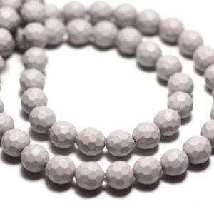 Shop Pearl Faceted Beads! Clear wire 39cm 63pc env – Pearl bead balls faceted 6 mm grey Pearl Pastel | Natural genuine faceted Pearl beads for beading and jewelry making.  #jewelry #beads #beadedjewelry #diyjewelry #jewelrymaking #beadstore #beading #affiliate #ad