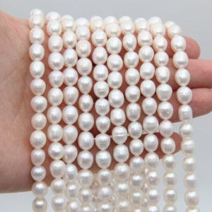 Shop Pearl Bead Shapes! 8~9MM Rice Pearl,Egg Pearls Beads,White Pearl,Freshwater Pearl,Seed Loose Pearl,Pearl Strand,Wedding Pearl,Wholesale Pearl Beads Jewelry. | Natural genuine other-shape Pearl beads for beading and jewelry making.  #jewelry #beads #beadedjewelry #diyjewelry #jewelrymaking #beadstore #beading #affiliate #ad