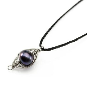 Shop Pearl Pendants! Black Pearl Niobium Necklace – Herringbone Pendant with Freshwater Pearl – Hypoallergenic – Natural Silk Necklace – Colored Niobium | Natural genuine Pearl pendants. Buy crystal jewelry, handmade handcrafted artisan jewelry for women.  Unique handmade gift ideas. #jewelry #beadedpendants #beadedjewelry #gift #shopping #handmadejewelry #fashion #style #product #pendants #affiliate #ad