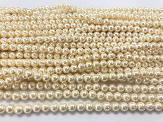 Special Offer Champagne Shell Pearl 4mm - 12mm Round Colour Plated Loose Beads 15 Inch