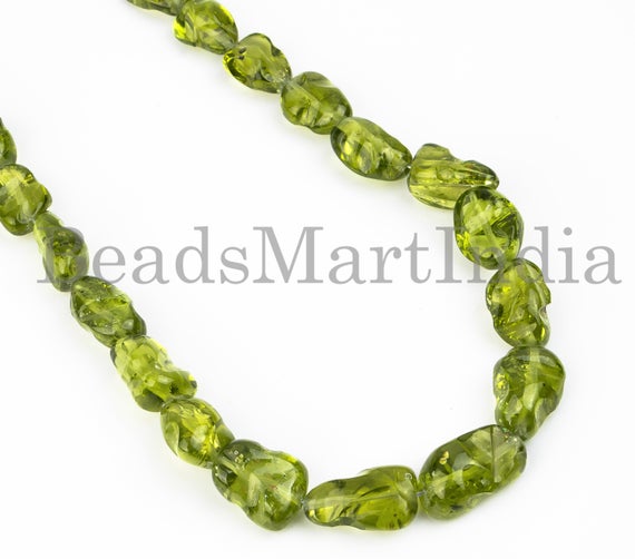 Aaa Quality Peridot Necklace, Peridot Plain Nugget Shape Natural Beads Necklace, 8x12-12x18mm Green Beads Necklace, Peridot Nugget Necklace.