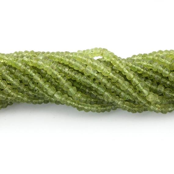 5 Strand Peridot Faceted Rondelles Strand | 3-4 Mm Approx | 13.5 Inch Strand | Gemstone Beads | Loose Gemstone | Rondelles Strand | Gift