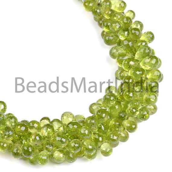 Peridot Faceted Drop Shape Beads, 3x5-3.5x6mm Peridot Side Drill Drop Shape Beads, Peridot Faceted Beads, Peridot Beads, Aaa Peridot Beads