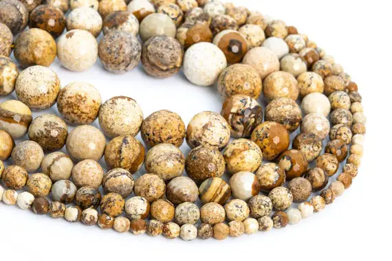 Genuine Natural Picture Jasper Loose Beads Micro Faceted Round Shape 6mm 8mm 10mm 12mm