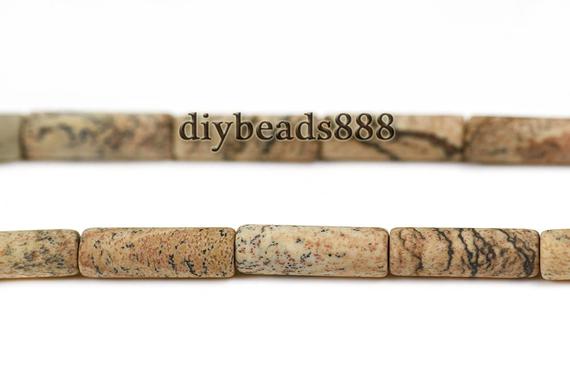 Picture Jasper,15 Inch Full Strand Grade Ab Picture Jasper Matte Tube Beads,column Beads,cylinder Beads,frosted Beads,4x13mm