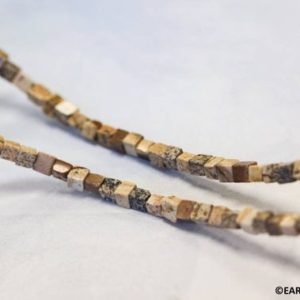 Shop Picture Jasper Beads! S/ Picture Jasper 3x3mm/ 4x4mm/ 6x6mm Cube beads 15.5" strand | Natural genuine beads Picture Jasper beads for beading and jewelry making.  #jewelry #beads #beadedjewelry #diyjewelry #jewelrymaking #beadstore #beading #affiliate #ad