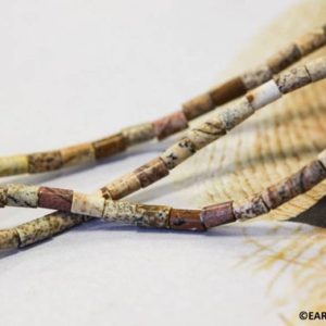 S/ Picture Jasper 3x5mm/ 2x4mm Tube beads 16" strand | Natural genuine other-shape Picture Jasper beads for beading and jewelry making.  #jewelry #beads #beadedjewelry #diyjewelry #jewelrymaking #beadstore #beading #affiliate #ad