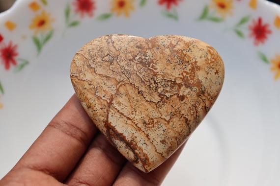 Xxl A++ Beautiful Picture Jasper Heart Stone, Picture Jasper Natural Heart Stone, Healing Crystal, Meditation, Power Stone, Healing Stone