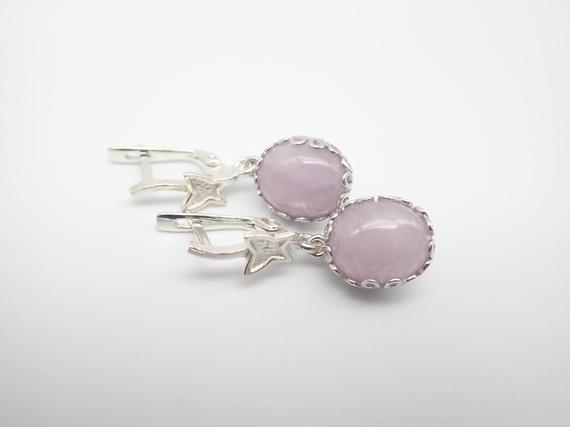 Pink Kunzite And Sterling Silver Dangling Earrings. "lilac And Butterflies". Kunzite Silver Earrings.