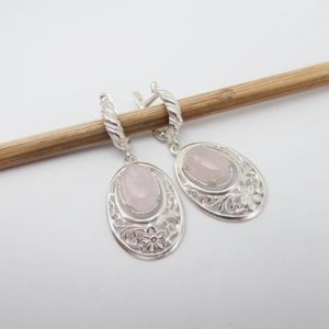 Pink Kunzite and sterling silver filigree earrings. "Silver lace". Kunzite earrings. Pink gemstone silver earrings. Kunzite silver earrings. | Natural genuine Array earrings. Buy crystal jewelry, handmade handcrafted artisan jewelry for women.  Unique handmade gift ideas. #jewelry #beadedearrings #beadedjewelry #gift #shopping #handmadejewelry #fashion #style #product #earrings #affiliate #ad