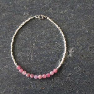 Shop Pink Sapphire Bracelets! Pink Sapphire Bracelet, Faceted Pink Sapphire, Sapphire Minimalist Bracelet, Karen Hill Tribe Silver, Sapphire Jewelry, Gemstone Bracelet | Natural genuine Pink Sapphire bracelets. Buy crystal jewelry, handmade handcrafted artisan jewelry for women.  Unique handmade gift ideas. #jewelry #beadedbracelets #beadedjewelry #gift #shopping #handmadejewelry #fashion #style #product #bracelets #affiliate #ad