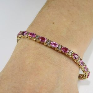 Shop Pink Sapphire Bracelets! Unheated Pink Sapphire Bracelet No Heat Pink Sapphire Diamond Bracelet 14K Gold Natural Sapphire Tennis Bracelet Vintage Sapphire Bracelet | Natural genuine Pink Sapphire bracelets. Buy crystal jewelry, handmade handcrafted artisan jewelry for women.  Unique handmade gift ideas. #jewelry #beadedbracelets #beadedjewelry #gift #shopping #handmadejewelry #fashion #style #product #bracelets #affiliate #ad