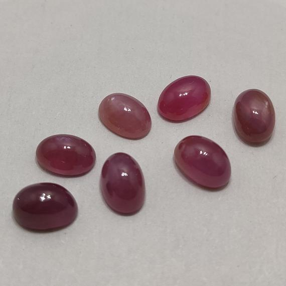 Pink Sapphire Cabochon :- 6.35 Ct Natural Non Treated Pink Sapphire 6x4 Oval Cabochon Set Of 7 Pieces For Jewelry