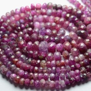 Shop Pink Sapphire Beads! 18.5 Inches Strand Natural Pink Sapphire Rondelle Beads 3mm to 6mm Faceted Gemstone Beads Superb Sapphire  Stone Precious Rondelles No3103 | Natural genuine faceted Pink Sapphire beads for beading and jewelry making.  #jewelry #beads #beadedjewelry #diyjewelry #jewelrymaking #beadstore #beading #affiliate #ad