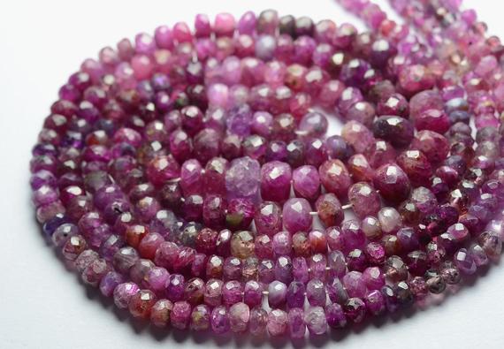 18.5 Inches Strand Natural Pink Sapphire Rondelle Beads 3mm To 6mm Faceted Gemstone Beads Superb Sapphire  Stone Precious Rondelles No3103