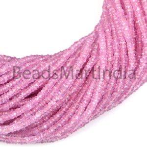 Shop Pink Sapphire Beads! Natural Pink Sapphire Rondelle Shape Beads, Faceted Pink Sapphire Beads, Faceted Rondelle Sapphire, Pink Sapphire Beads 2.4MM | Natural genuine faceted Pink Sapphire beads for beading and jewelry making.  #jewelry #beads #beadedjewelry #diyjewelry #jewelrymaking #beadstore #beading #affiliate #ad