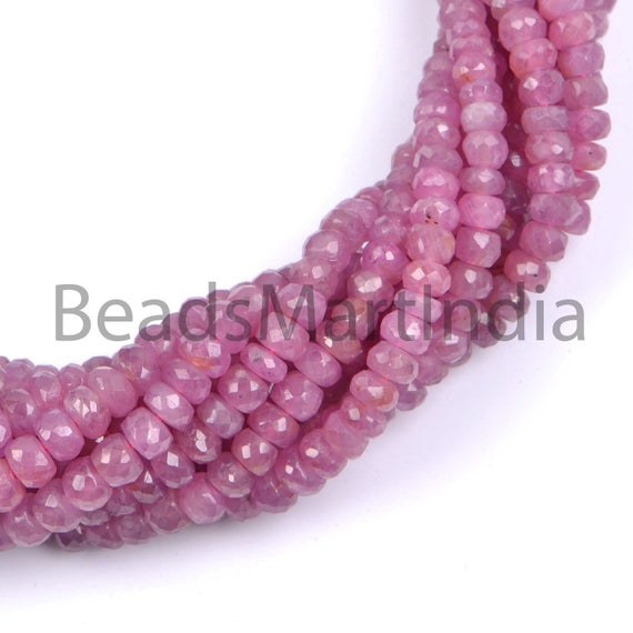 Pink Sapphire Faceted Rondelle Beads, 3-5.5 Mm Sapphire Faceted Beads, Sapphire Rondelle Beads, Pink Sapphire Beads, Sapphire Natural Beads