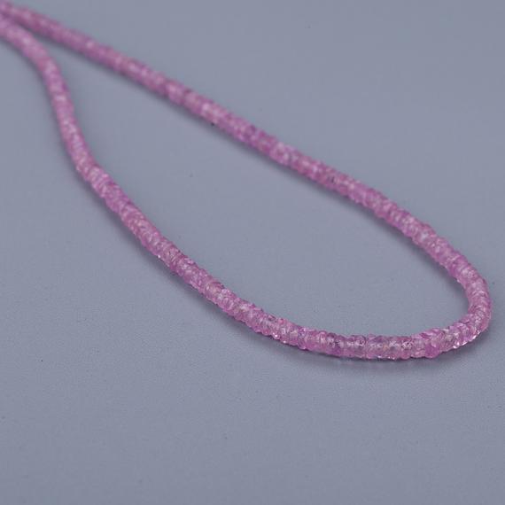 Pink Sapphire Micro Faceted Rondelle Necklace Pink Necklace Precious Gemstone Necklace Wedding Gift Anniversary Gift October Birthstone