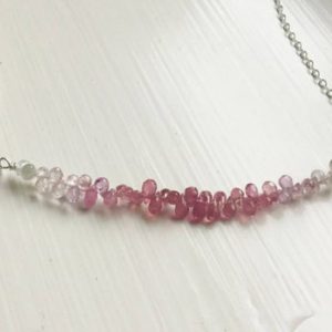Shop Pink Sapphire Necklaces! Pink sapphire necklace September birthstone silver oxidized gold rose | Natural genuine Pink Sapphire necklaces. Buy crystal jewelry, handmade handcrafted artisan jewelry for women.  Unique handmade gift ideas. #jewelry #beadednecklaces #beadedjewelry #gift #shopping #handmadejewelry #fashion #style #product #necklaces #affiliate #ad