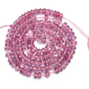 Shop Topaz Beads! Pink Topaz Crystal Faceted Rondelle Beads, Pink Topaz Beads, Pink Topaz Handmade Jewelry Making Gemstone Beads, 14 Inch, SKU766 | Natural genuine beads Topaz beads for beading and jewelry making.  #jewelry #beads #beadedjewelry #diyjewelry #jewelrymaking #beadstore #beading #affiliate #ad
