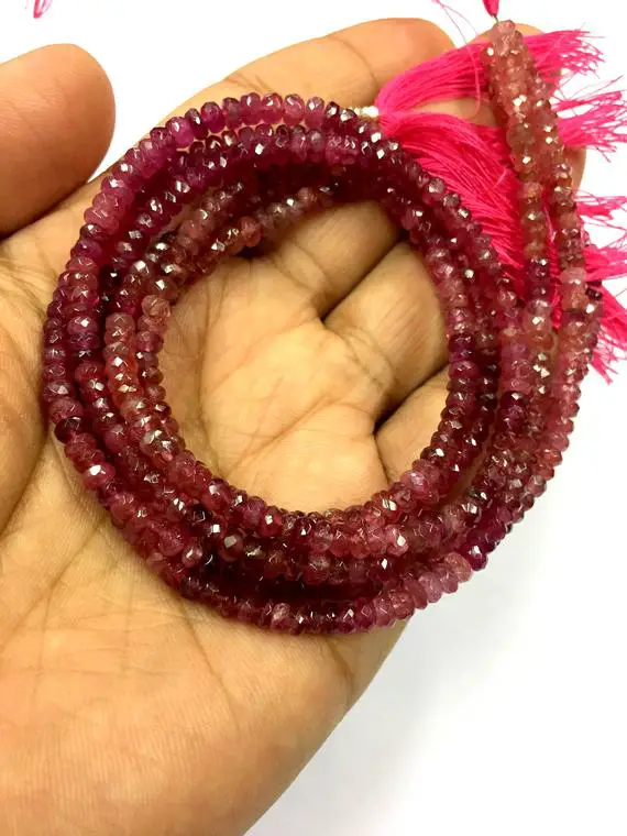 Natural Pink Tourmaline Faceted Rondelle Beads 4mm Tourmaline Gemstone Beads 15" Strand Tourmaline Jewelry Superb Quality