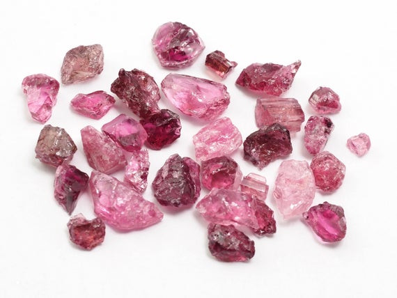 Pink Tourmaline Rough Raw Crystal Stones From Malkhan, Russia - 60ct / 5-14mm (1-4) Rubellite