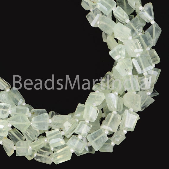 Prehnite Faceted Nugget Fancy Beads, 5x6-7x8 Mm Prehnite Nugget Beads, Prehnite Faceted Nuggets Beads, Prehnite Nugget Fancy Beads
