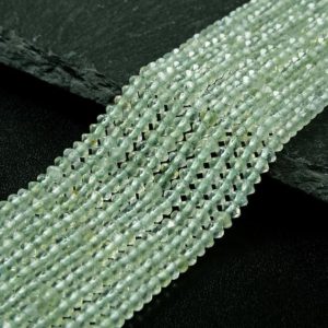 Shop Prehnite Faceted Beads! 4x3MM  Prehnite Gemstone Grade AAA Bicone Faceted Rondelle Saucer Loose Beads (P2) | Natural genuine faceted Prehnite beads for beading and jewelry making.  #jewelry #beads #beadedjewelry #diyjewelry #jewelrymaking #beadstore #beading #affiliate #ad