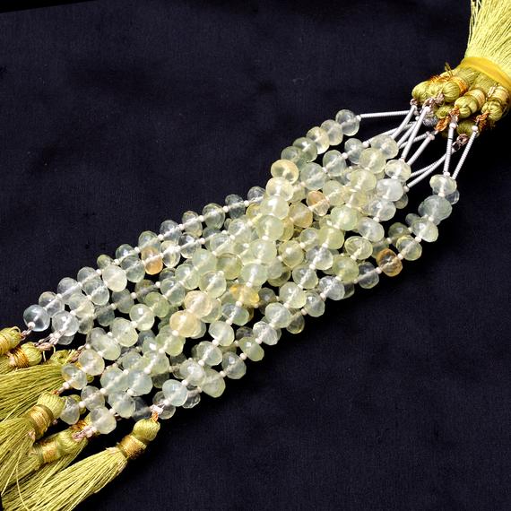 Aaa+ Prehnite Gemstone 6mm Faceted Rondelle Beads | 3.5inch Strand | Natural Multi Green Prehnite Semi Precious Gemstone Beads For Jewelry