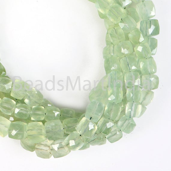 6-8 Mm Prehnite Faceted Box Shape Beads, Natural Prehnite Box Shape  Beads, Prehnite Faceted Beads, Prehnite Box Shape Beads, Prehnite Beads