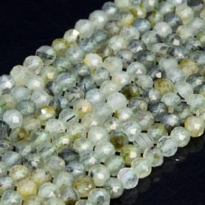 Shop Prehnite Faceted Beads! Genuine Natural Light Green Prehnite Loose Beads Grade AA Faceted Round Shape 4-5mm | Natural genuine faceted Prehnite beads for beading and jewelry making.  #jewelry #beads #beadedjewelry #diyjewelry #jewelrymaking #beadstore #beading #affiliate #ad
