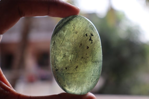 Epidote In Prehnite Crystal Palm Stone  Healing Crystals And Stones Prehnite Palm Stone / Prehnite Crystal / Prehnite  Palm Stone, Christmas
