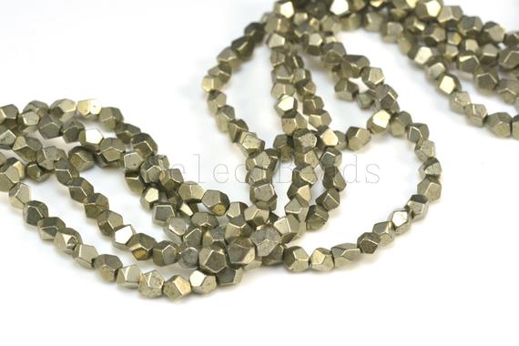 Pyrite Nugget Beads - Small Nuggets Beads - Spacer Beads - Pyrite Beads Wholesale - Faceted Nugget Beads - Size 4x5mm,  5x6mm - 15 Inch