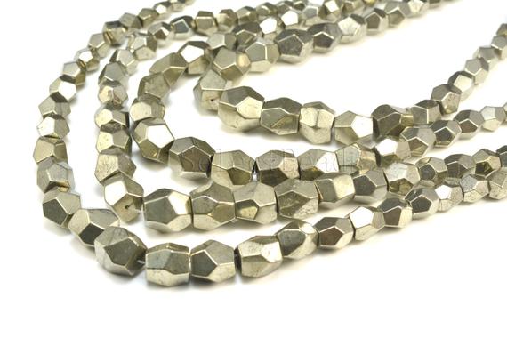 Pyrite Nuggets Beads -graduated Faceted Nugget Beads - Faceted Gemstone Beads - Chunky Nuggets Beads - Faceted Beads Wholesale - 15 Inch