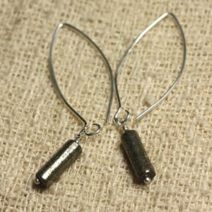 Shop Pyrite Earrings! Boucles d'Oreilles Argent 925 Crochets 40mm – Pyrite dorée Colonnes 13x4mm | Natural genuine Pyrite earrings. Buy crystal jewelry, handmade handcrafted artisan jewelry for women.  Unique handmade gift ideas. #jewelry #beadedearrings #beadedjewelry #gift #shopping #handmadejewelry #fashion #style #product #earrings #affiliate #ad