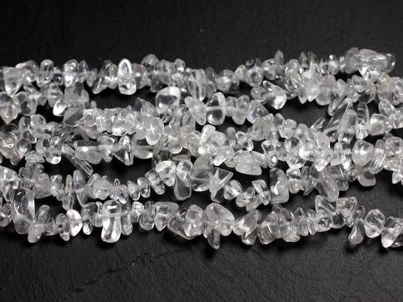 Wire 82cm 280pc Approx - Stone Beads - Rock Crystal Quartz Rockeries Chips 5-10mm