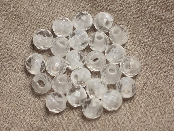 2pc - Perles De Pierre Perçage 2.5mm - Cristal Quartz Facetté 8mm  4558550027702
