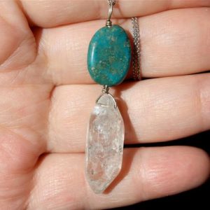 Turquoise Necklace, Quartz Crystal Talisman, Crystal Necklace, Energy Necklace, Talisman, Yoga Jewelry, Men's Jewelry, wholesale | Natural genuine Gemstone jewelry. Buy crystal jewelry, handmade handcrafted artisan jewelry for women.  Unique handmade gift ideas. #jewelry #beadedjewelry #beadedjewelry #gift #shopping #handmadejewelry #fashion #style #product #jewelry #affiliate #ad