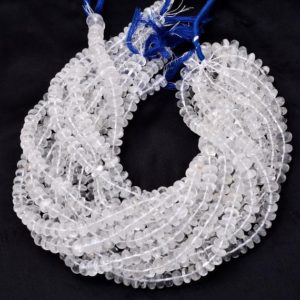 Shop Quartz Crystal Rondelle Beads! Crystal Quartz Gemstone 9mm-10mm Rondelle Beads |  14inch Strand | Natural Transparent Crystal Semi Precious Gemstone Loose Gemstone Beads | Natural genuine rondelle Quartz beads for beading and jewelry making.  #jewelry #beads #beadedjewelry #diyjewelry #jewelrymaking #beadstore #beading #affiliate #ad