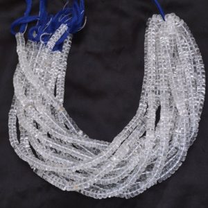 Shop Quartz Crystal Rondelle Beads! Crystal Quartz Gemstone Heishi Beads | Clear Crystal Smooth Tyre Rondelle | Natural Semi Precious Gemstone Coin / Disc Beads | 13inch Strand | Natural genuine rondelle Quartz beads for beading and jewelry making.  #jewelry #beads #beadedjewelry #diyjewelry #jewelrymaking #beadstore #beading #affiliate #ad
