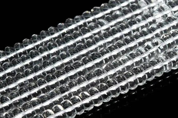 Genuine Natural Crystal Clear Quartz Loose Beads Grade Aa Rondelle Shape 8x4-5mm