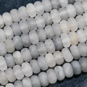 Shop Quartz Crystal Rondelle Beads! Genuine Natural Matte Gray Crystal Quartz Loose Beads Rondelle Shape 10x6mm | Natural genuine rondelle Quartz beads for beading and jewelry making.  #jewelry #beads #beadedjewelry #diyjewelry #jewelrymaking #beadstore #beading #affiliate #ad