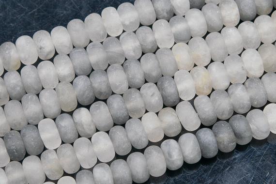 Genuine Natural Matte Gray Crystal Quartz Loose Beads Rondelle Shape 10x6mm