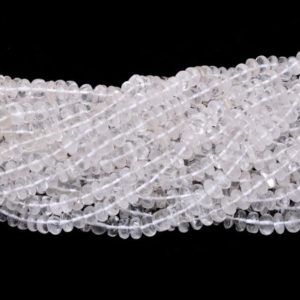 Shop Quartz Crystal Rondelle Beads! Rock Crystal Quartz 7mm-8mm Smooth Rondelle Beads | 15inch Strand | Natural Crystal Loose Gemstone Rondelle Loose Beads for Jewelry Making | Natural genuine rondelle Quartz beads for beading and jewelry making.  #jewelry #beads #beadedjewelry #diyjewelry #jewelrymaking #beadstore #beading #affiliate #ad