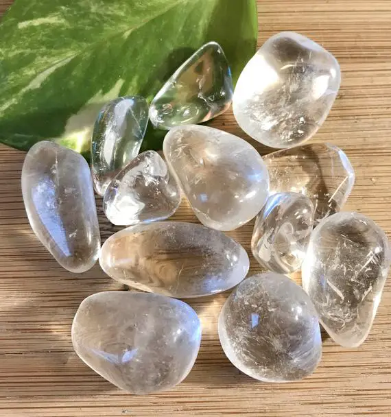 Tumbled Clear Quartz Stones Set With Gift Bag And Note